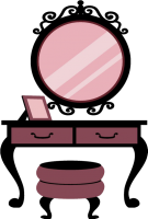 a vanity with mirror
